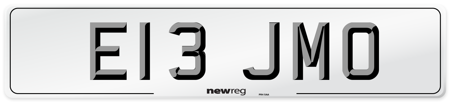 E13 JMO Number Plate from New Reg